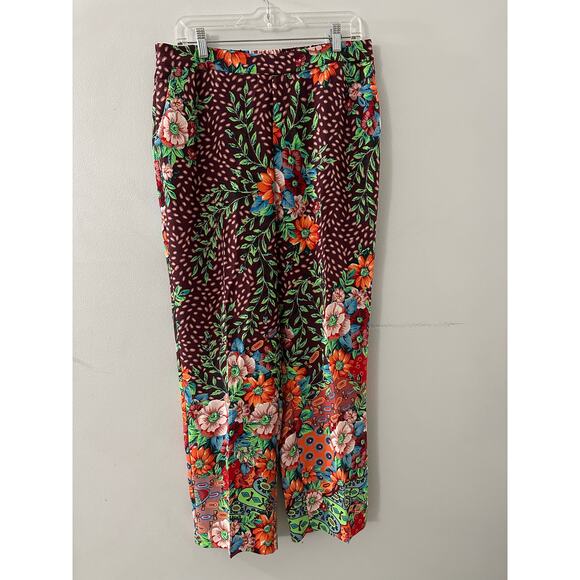 Chicos Pants Folk Art Wide Leg Floral Relaxed Fit Pull On Chicos 1R US Size 8/10 - Picture 2 of 7
